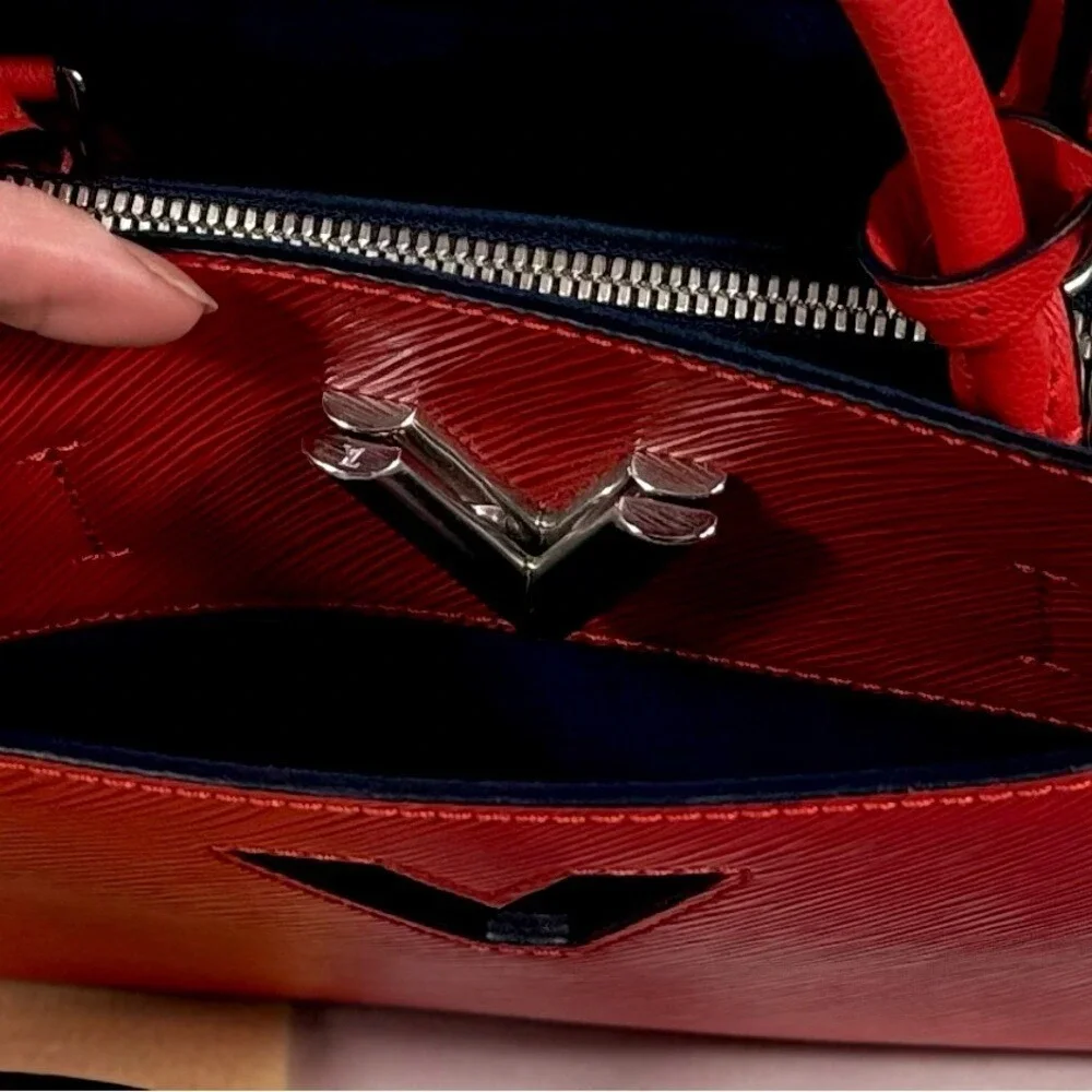 Louis Vuitton Twist Lock Epi Red Leather Tote with COA and Dust bag